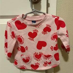Old navy Baby Pink Sweatshirt with Red Heart Pattern